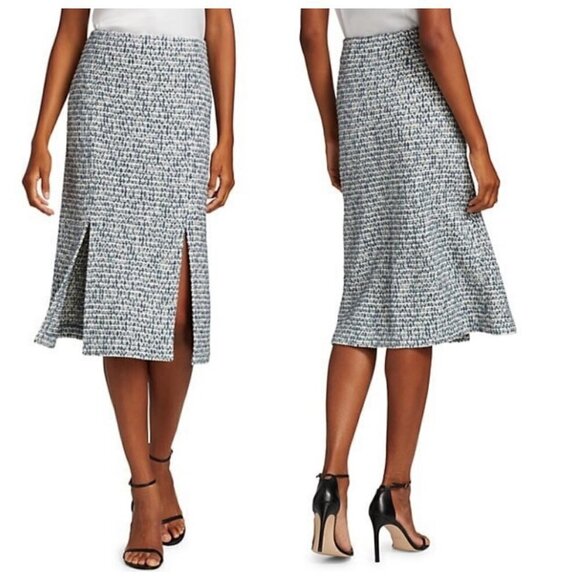 💕ST. JOHN💕 Cotton Blend Confetti Tweed Boucle Metallic Knit Midi Skirt Blue 14 - Picture 13 of 16